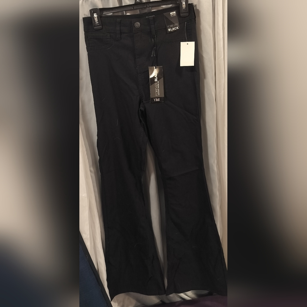 High rise flare black pants